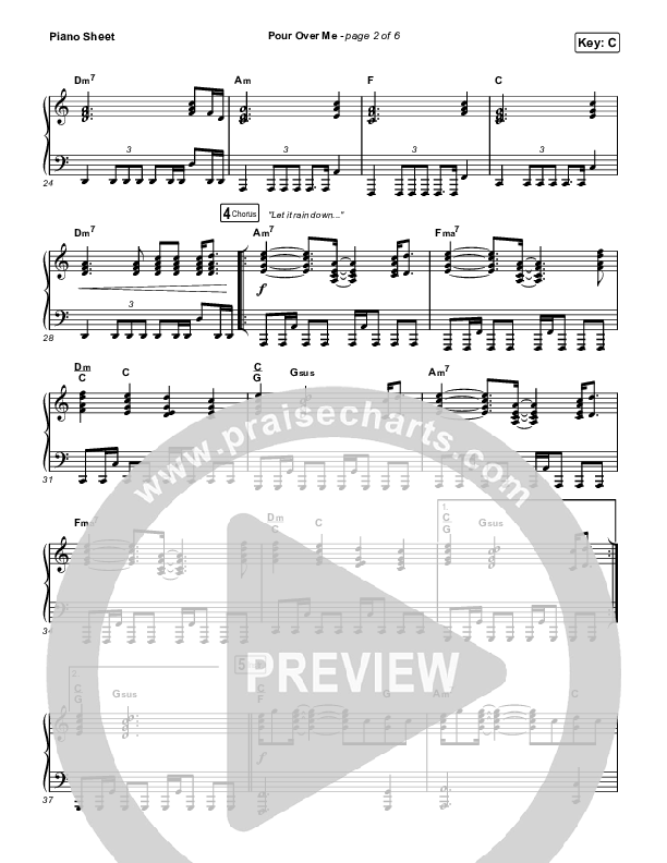 Pour Over Me (Live) Piano Sheet (Jesus Culture / Chris Quilala)