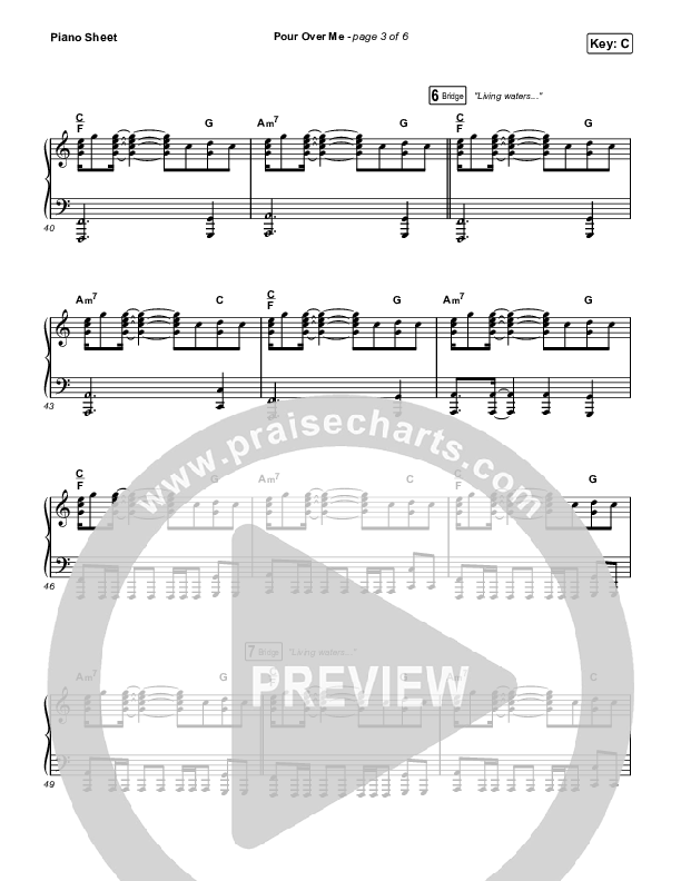 Pour Over Me (Live) Piano Sheet (Jesus Culture / Chris Quilala)