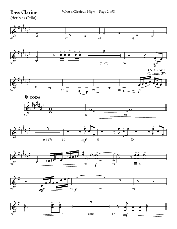 What A Glorious Night (Choral Anthem SATB) Bass Clarinet (Lifeway Choral / Arr. Craig Adams / Arr. Ken Barker / Arr. Danny Zaloudik)