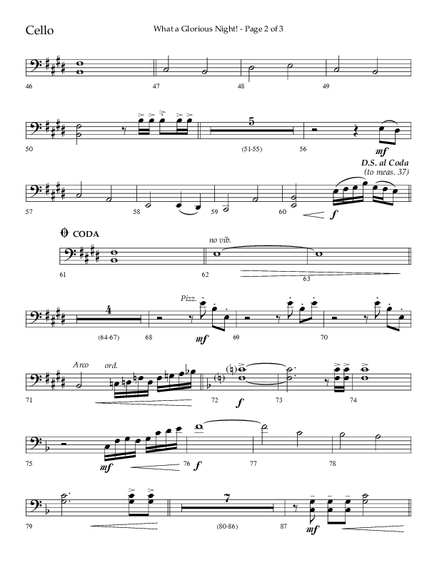 What A Glorious Night (Choral Anthem SATB) Cello (Lifeway Choral / Arr. Craig Adams / Arr. Ken Barker / Arr. Danny Zaloudik)