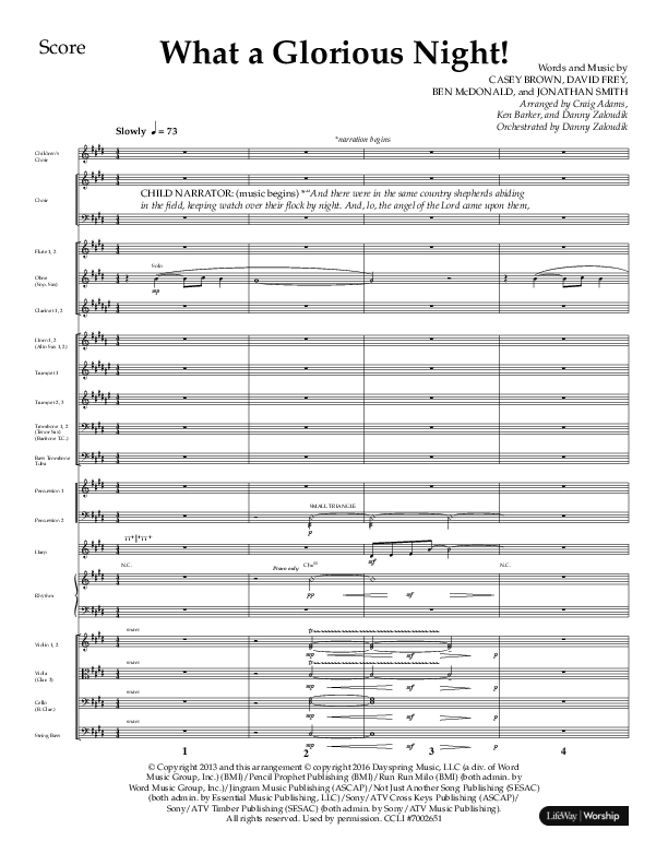 What A Glorious Night (Choral Anthem SATB) Orchestration (Lifeway Choral / Arr. Craig Adams / Arr. Ken Barker / Arr. Danny Zaloudik)