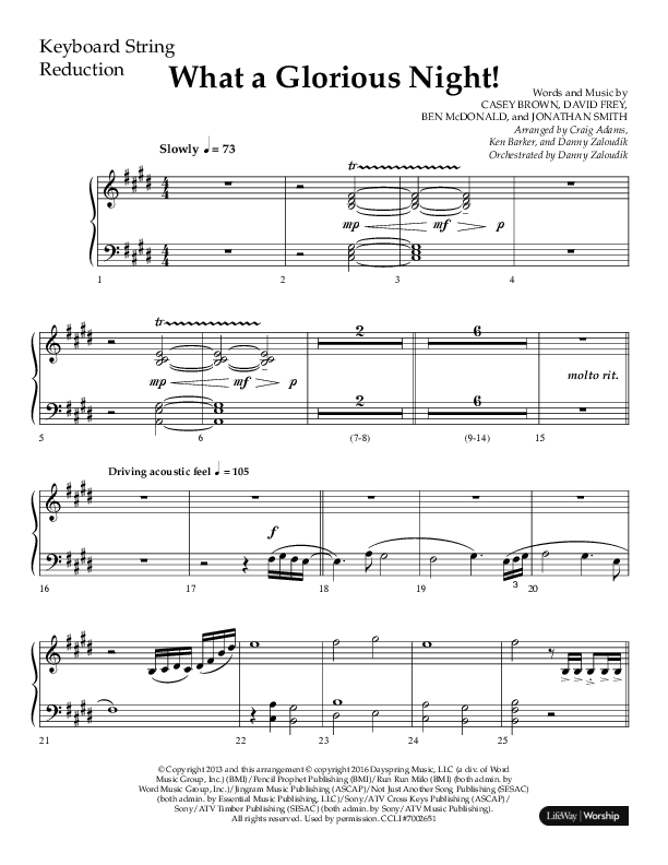 What A Glorious Night (Choral Anthem SATB) String Reduction (Lifeway Choral / Arr. Craig Adams / Arr. Ken Barker / Arr. Danny Zaloudik)