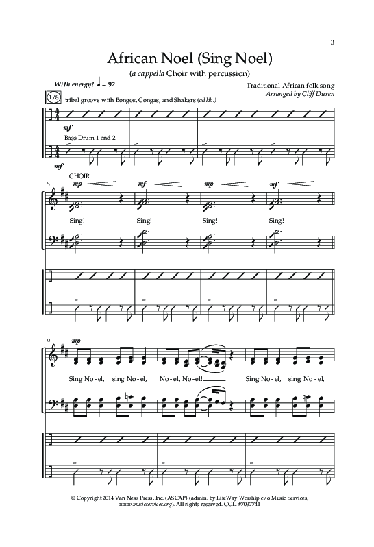 African Noel (Sing Noel) (Choral Anthem SATB) Anthem (SATB/Piano) (Lifeway Choral / Arr. Cliff Duren)