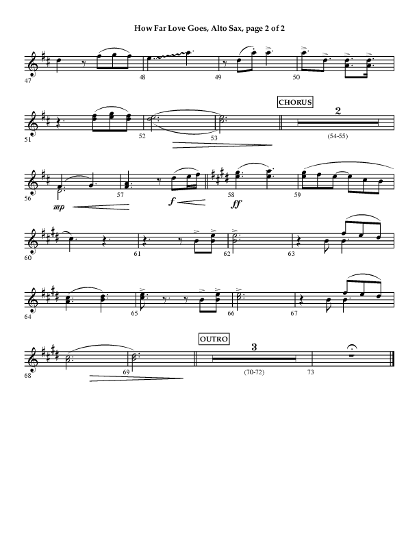 How Far Love Goes (Choral Anthem SATB) Alto Sax (Lifeway Choral / Arr. Craig Adams)