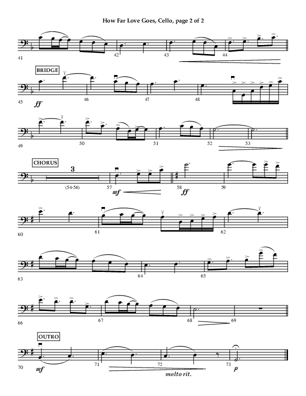 How Far Love Goes (Choral Anthem SATB) Cello (Lifeway Choral / Arr. Craig Adams)