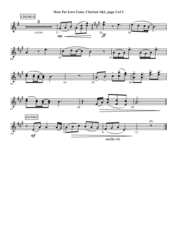 How Far Love Goes (Choral Anthem SATB) Clarinet 1/2 (Lifeway Choral / Arr. Craig Adams)