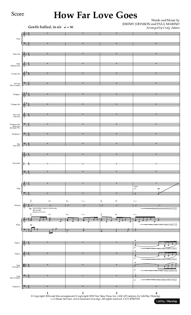 How Far Love Goes (Choral Anthem SATB) Conductor's Score (Lifeway Choral / Arr. Craig Adams)