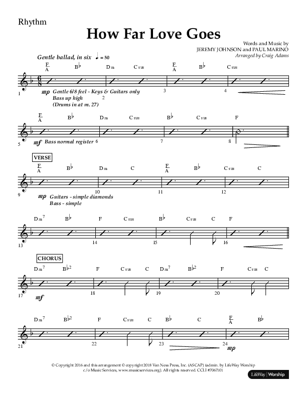 How Far Love Goes (Choral Anthem SATB) Lead Melody & Rhythm (Lifeway Choral / Arr. Craig Adams)
