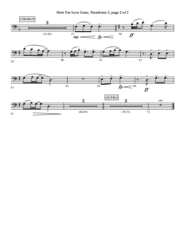 How Far Love Goes (Choral Anthem SATB) Trombone 3 (Lifeway Choral / Arr. Craig Adams)