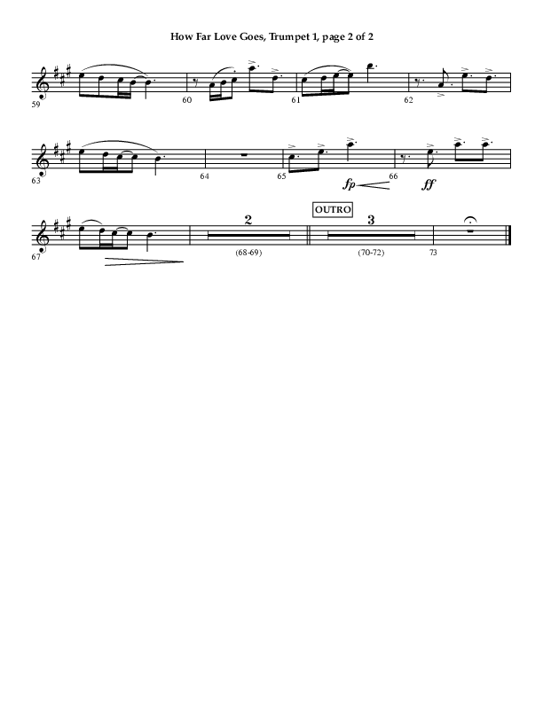 How Far Love Goes (Choral Anthem SATB) Trumpet 1 (Lifeway Choral / Arr. Craig Adams)