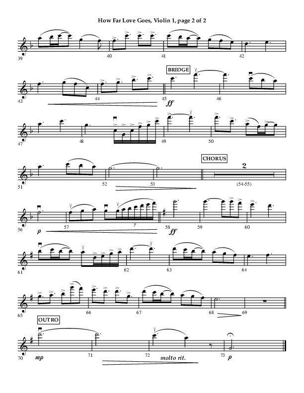 How Far Love Goes (Choral Anthem SATB) Violin 1 (Lifeway Choral / Arr. Craig Adams)