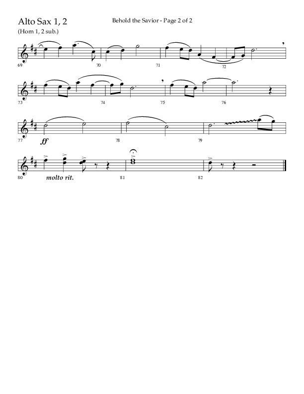 Behold The Savior (Choral Anthem SATB) Alto Sax 1/2 (Lifeway Choral / Arr. David Shipps)
