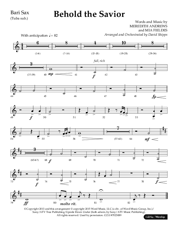 Behold The Savior (Choral Anthem SATB) Bari Sax (Lifeway Choral / Arr. David Shipps)