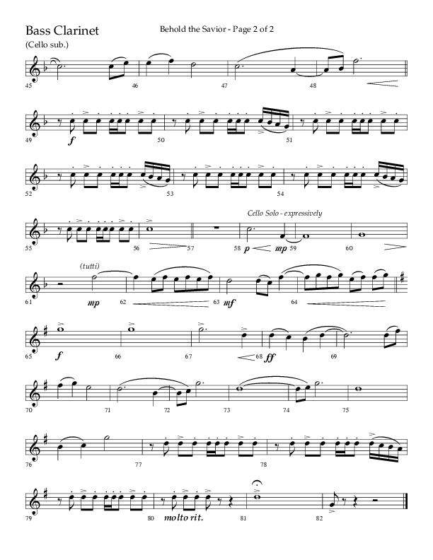 Behold The Savior (Choral Anthem SATB) Bass Clarinet (Lifeway Choral / Arr. David Shipps)