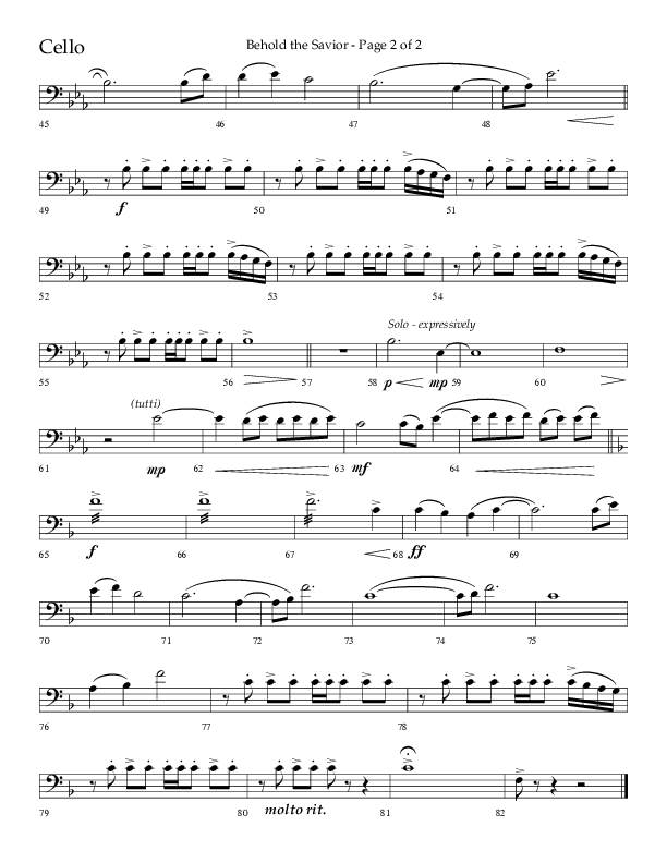 Behold The Savior (Choral Anthem SATB) Cello (Lifeway Choral / Arr. David Shipps)