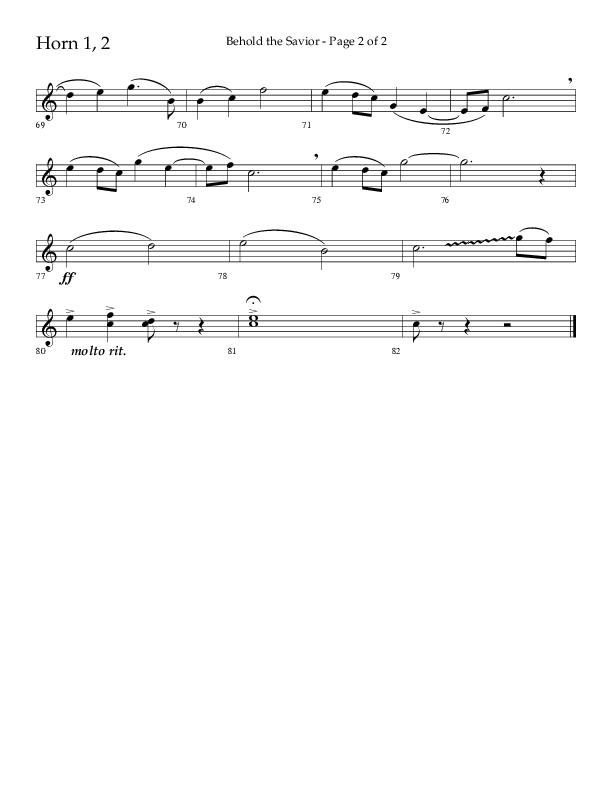 Behold The Savior (Choral Anthem SATB) French Horn 1/2 (Lifeway Choral / Arr. David Shipps)