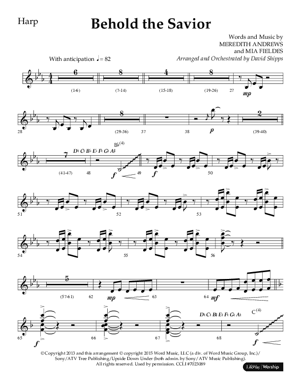 Behold The Savior (Choral Anthem SATB) Harp (Lifeway Choral / Arr. David Shipps)