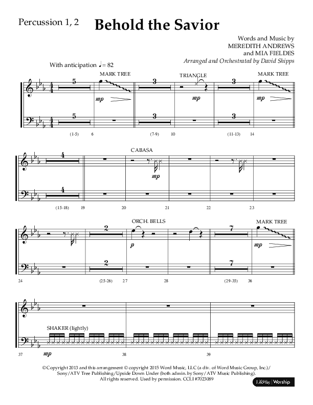 Behold The Savior (Choral Anthem SATB) Percussion 1/2 (Lifeway Choral / Arr. David Shipps)