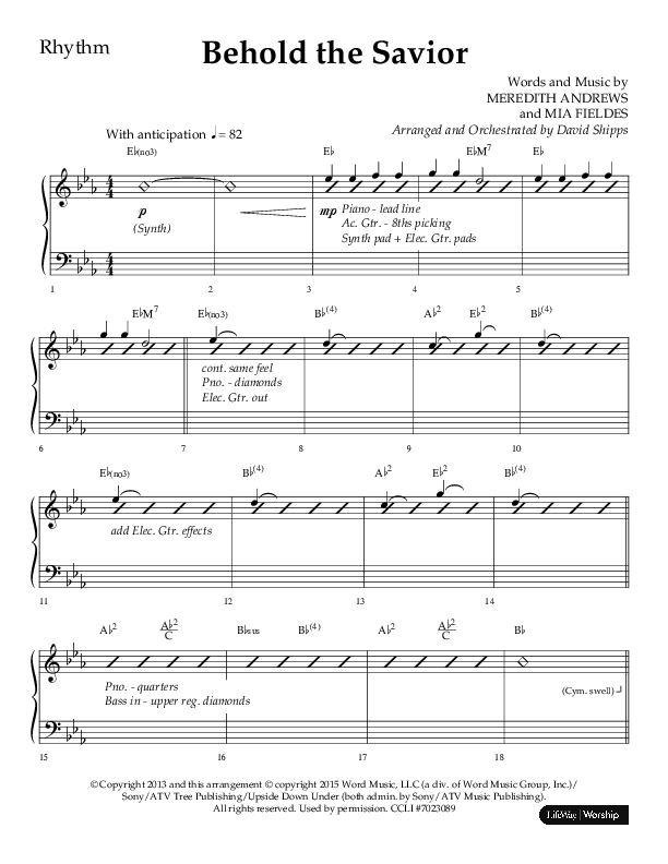 Behold The Savior (Choral Anthem SATB) Lead Melody & Rhythm (Lifeway Choral / Arr. David Shipps)