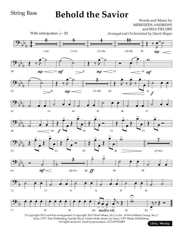 Behold The Savior (Choral Anthem SATB) String Bass (Lifeway Choral / Arr. David Shipps)