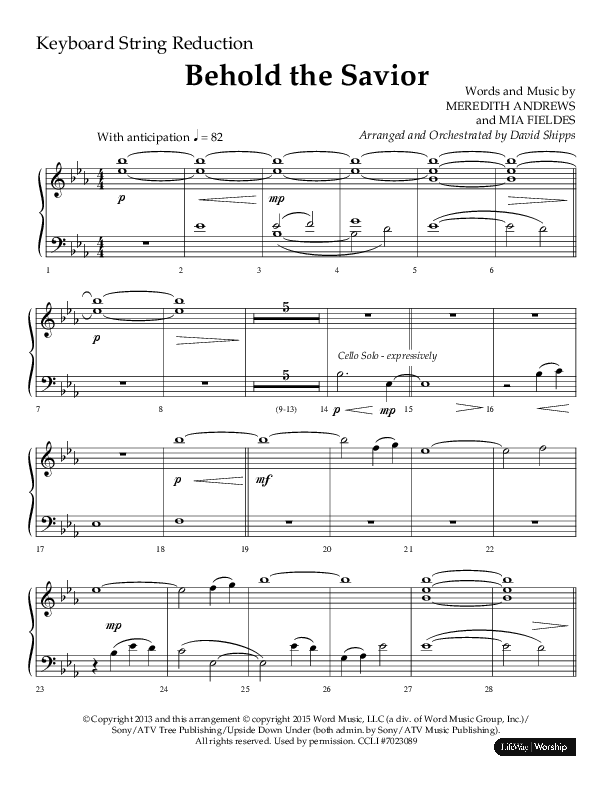 Behold The Savior (Choral Anthem SATB) String Reduction (Lifeway Choral / Arr. David Shipps)