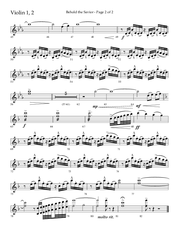 Behold The Savior (Choral Anthem SATB) Violin 1/2 (Lifeway Choral / Arr. David Shipps)