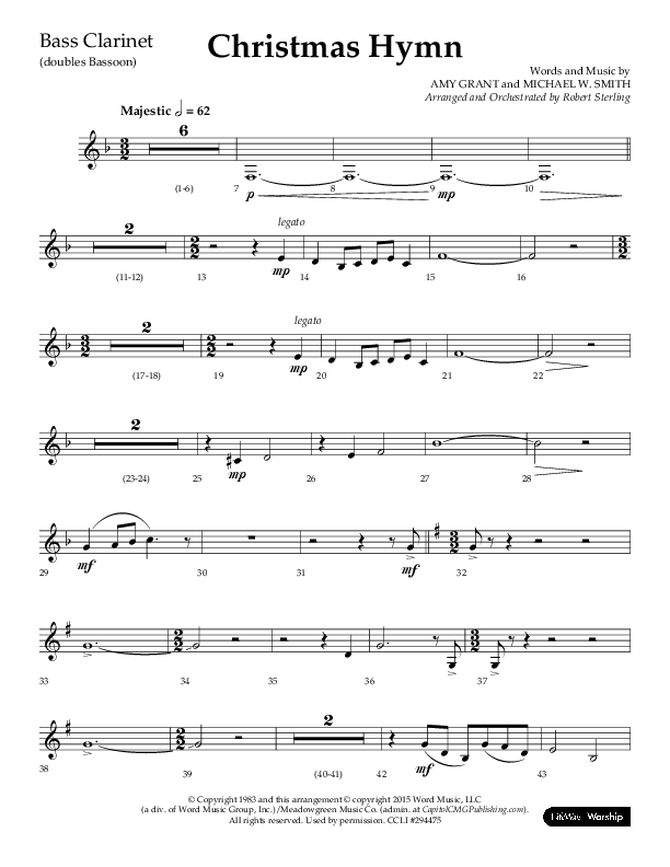 Christmas Hymn (Praise To God Whose Love Was Shown) (Choral Anthem SATB) Bass Clarinet (Lifeway Choral / Arr. Robert Sterling)