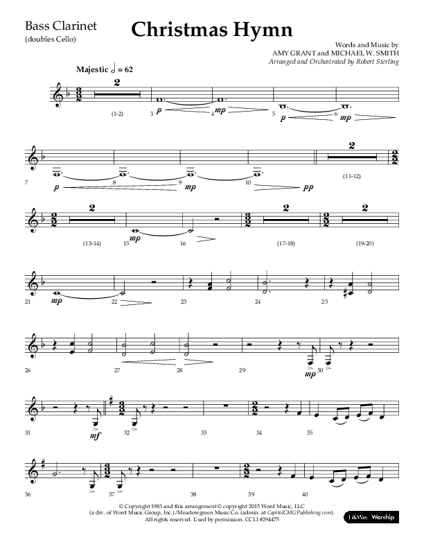 Christmas Hymn (Praise To God Whose Love Was Shown) (Choral Anthem SATB) Bass Clarinet (Lifeway Choral / Arr. Robert Sterling)