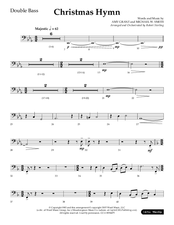 Christmas Hymn (Praise To God Whose Love Was Shown) (Choral Anthem SATB) Double Bass (Lifeway Choral / Arr. Robert Sterling)