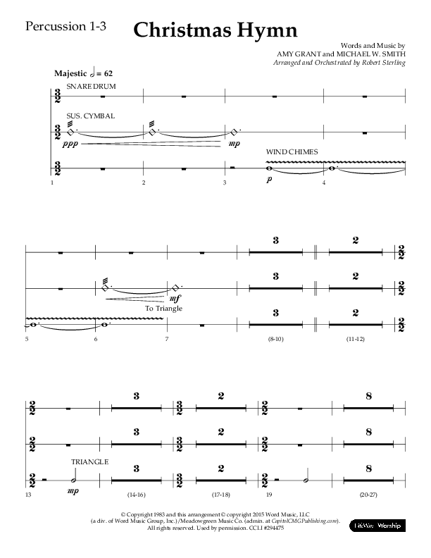 Christmas Hymn (Praise To God Whose Love Was Shown) (Choral Anthem SATB) Percussion 1/2 (Lifeway Choral / Arr. Robert Sterling)