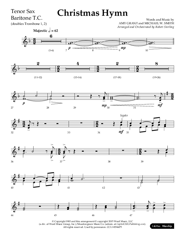 Christmas Hymn (Praise To God Whose Love Was Shown) (Choral Anthem SATB) Tenor Sax/Baritone T.C. (Lifeway Choral / Arr. Robert Sterling)