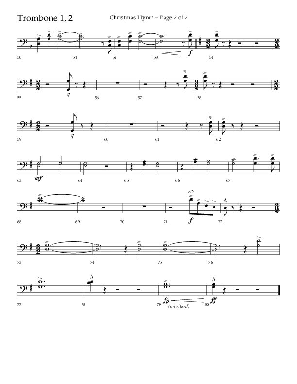 Christmas Hymn (Praise To God Whose Love Was Shown) (Choral Anthem SATB) Trombone 1/2 (Lifeway Choral / Arr. Robert Sterling)