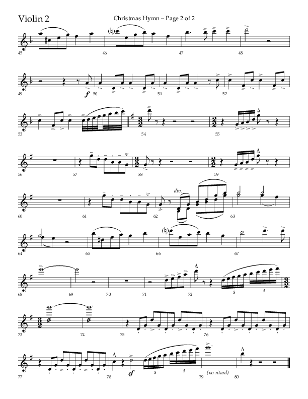 Christmas Hymn (Praise To God Whose Love Was Shown) (Choral Anthem SATB) Violin 2 (Lifeway Choral / Arr. Robert Sterling)