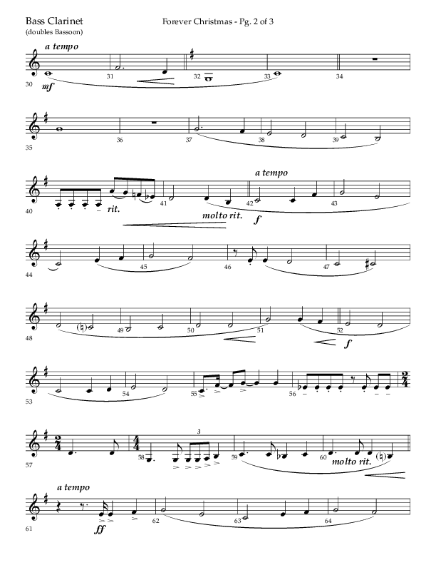 Forever Christmas (Choral Anthem SATB) Bass Clarinet (Lifeway Choral / Arr. John Bolin)