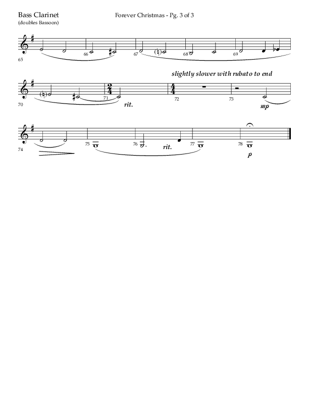 Forever Christmas (Choral Anthem SATB) Bass Clarinet (Lifeway Choral / Arr. John Bolin)