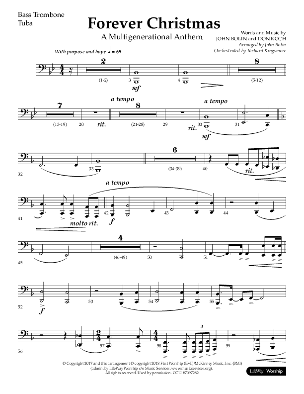 Forever Christmas (Choral Anthem SATB) Bass Trombone (Lifeway Choral / Arr. John Bolin)