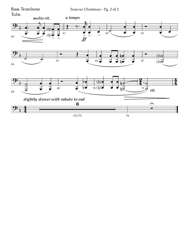 Forever Christmas (Choral Anthem SATB) Bass Trombone (Lifeway Choral / Arr. John Bolin)