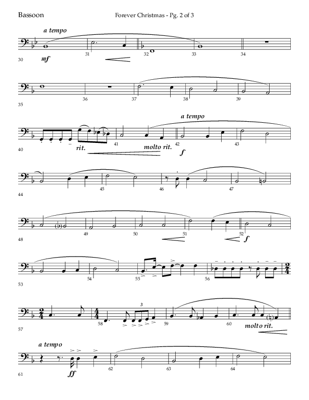 Forever Christmas (Choral Anthem SATB) Bassoon (Lifeway Choral / Arr. John Bolin)