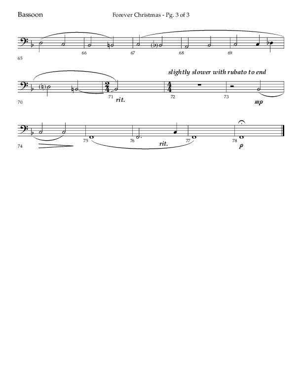 Forever Christmas (Choral Anthem SATB) Bassoon (Lifeway Choral / Arr. John Bolin)