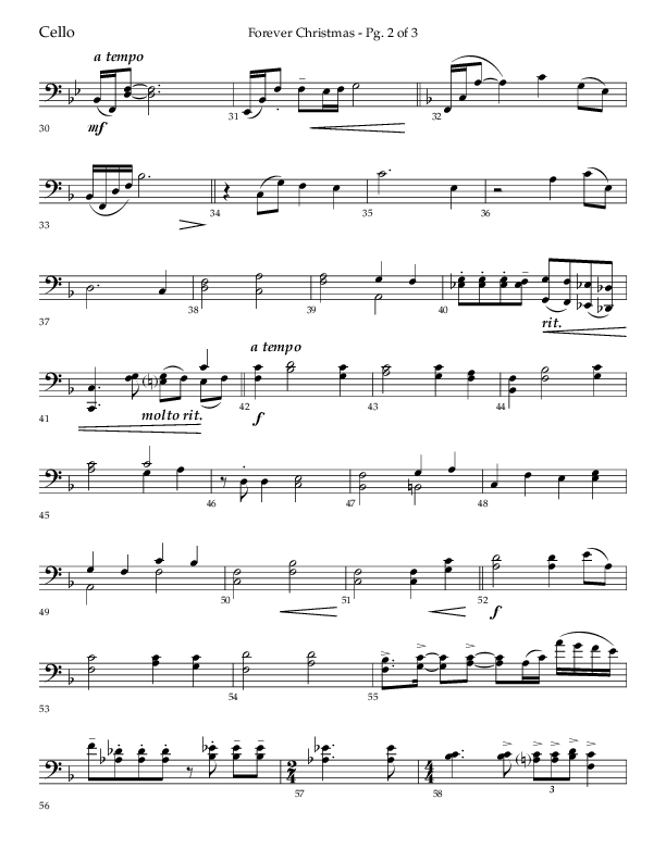 Forever Christmas (Choral Anthem SATB) Cello (Lifeway Choral / Arr. John Bolin)