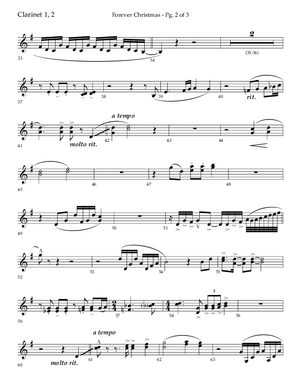 Forever Christmas (Choral Anthem SATB) Clarinet 1/2 (Lifeway Choral / Arr. John Bolin)