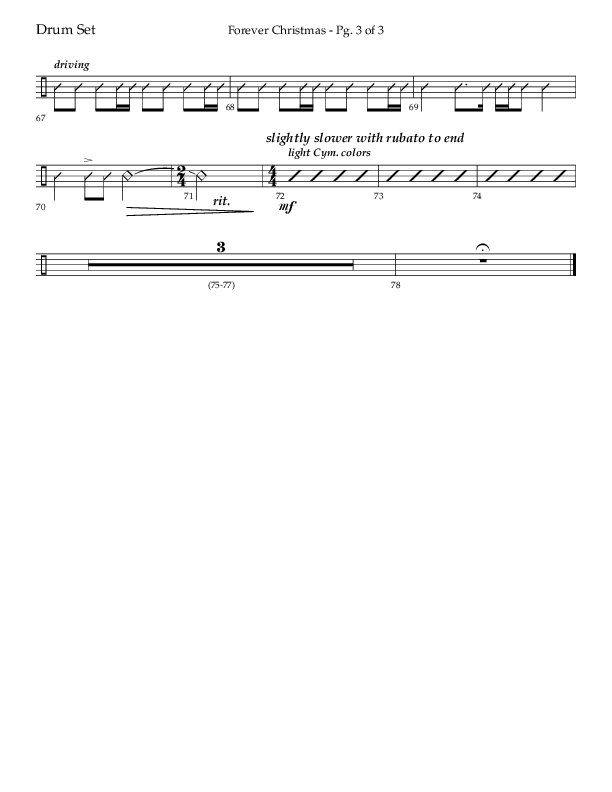 Forever Christmas (Choral Anthem SATB) Drum Set (Lifeway Choral / Arr. John Bolin)