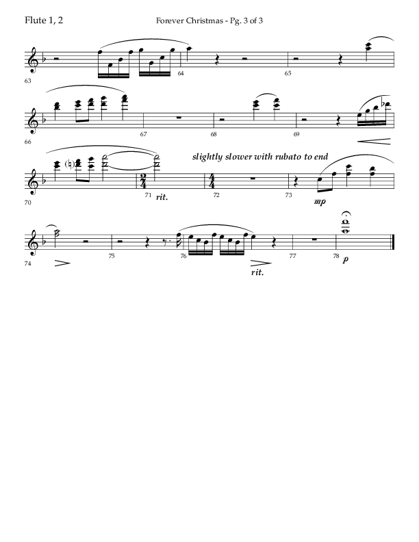 Forever Christmas (Choral Anthem SATB) Flute 1/2 (Lifeway Choral / Arr. John Bolin)
