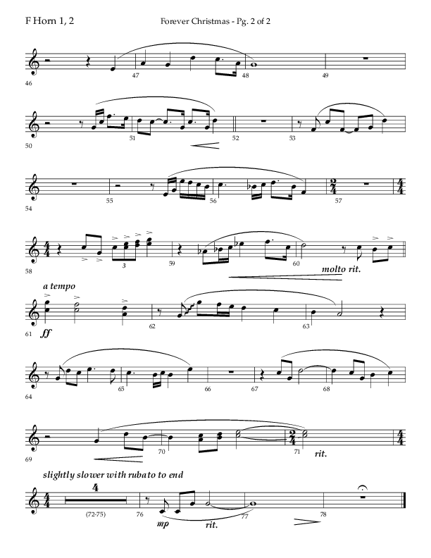 Forever Christmas (Choral Anthem SATB) French Horn 1/2 (Lifeway Choral / Arr. John Bolin)