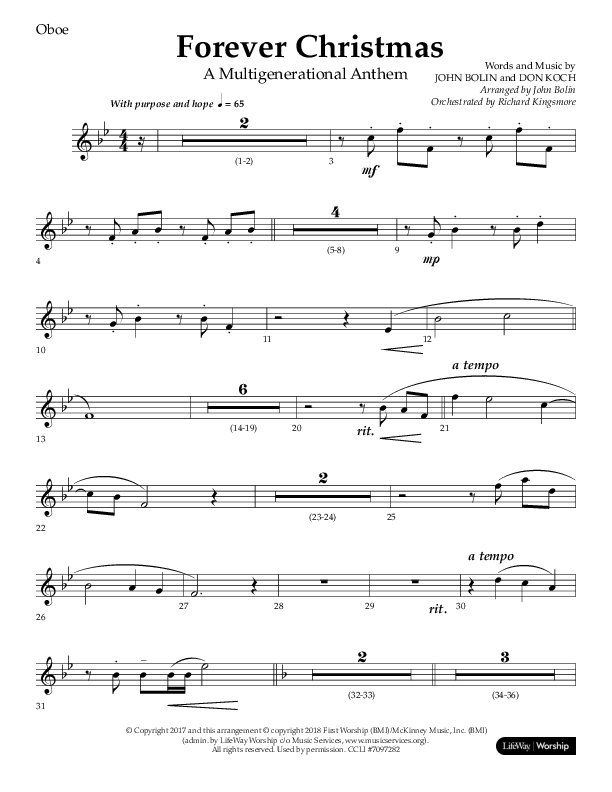 Forever Christmas (Choral Anthem SATB) Oboe (Lifeway Choral / Arr. John Bolin)