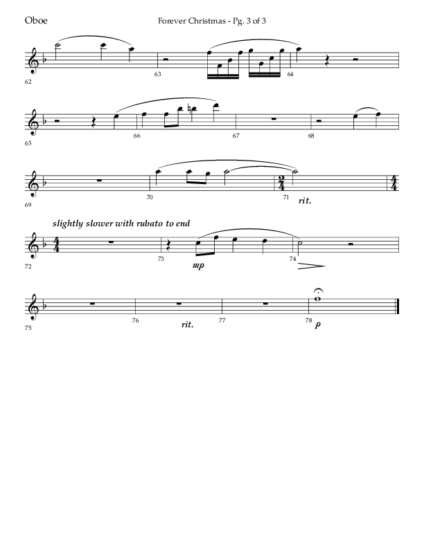 Forever Christmas (Choral Anthem SATB) Oboe (Lifeway Choral / Arr. John Bolin)