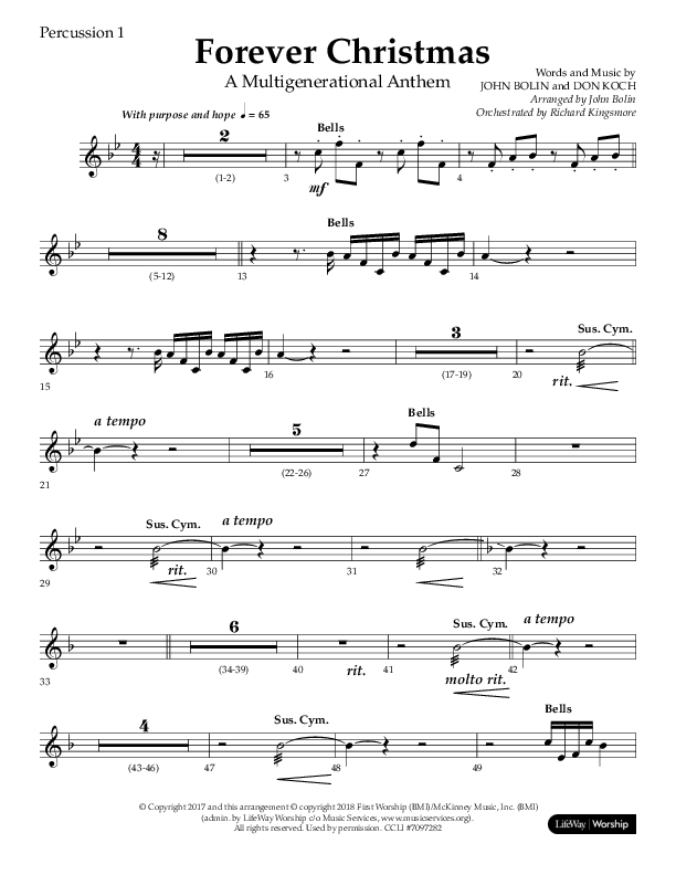 Forever Christmas (Choral Anthem SATB) Percussion 1/2 (Lifeway Choral / Arr. John Bolin)