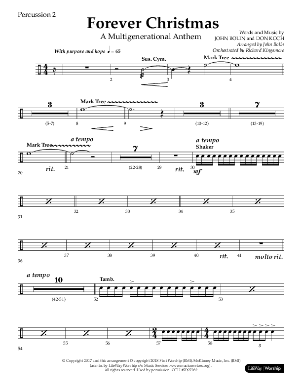 Forever Christmas (Choral Anthem SATB) Percussion 1/2 (Lifeway Choral / Arr. John Bolin)