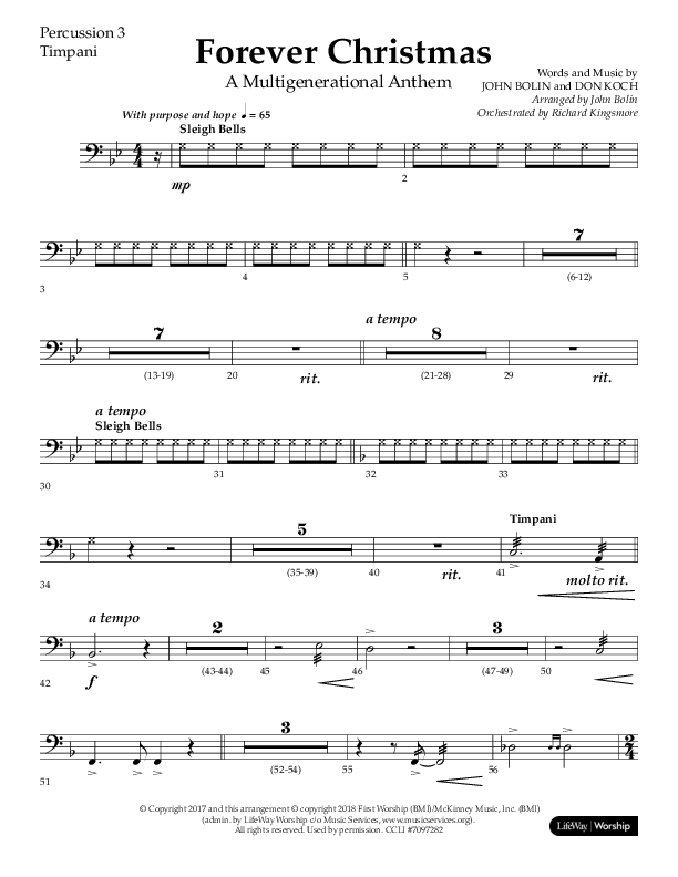 Forever Christmas (Choral Anthem SATB) Percussion (Lifeway Choral / Arr. John Bolin)