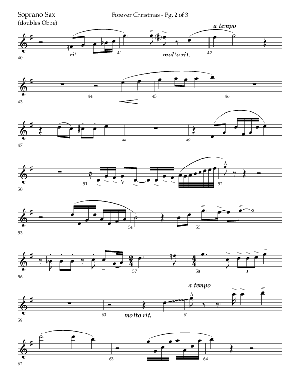 Forever Christmas (Choral Anthem SATB) Soprano Sax (Lifeway Choral / Arr. John Bolin)